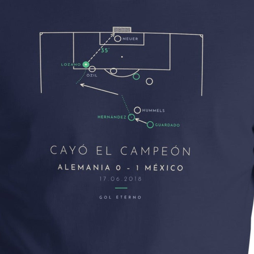 Detalle del estampado de Cayó el Campeón 2018